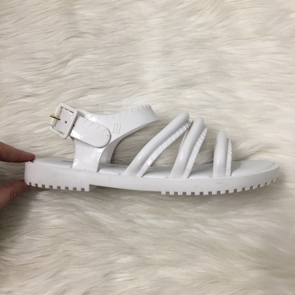 Melissa Ankle Strap White Jelly Platform Sandals - Picture 2 of 7